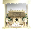 【 伊勢 宮忠 】【 神棚 茅葺一社宮〈K-2〉+神具セット(フル・中)+神棚板+雲板(中)のセット〈K-2用〉 】神棚 神具 神具セット 家庭用神棚 神具フル...