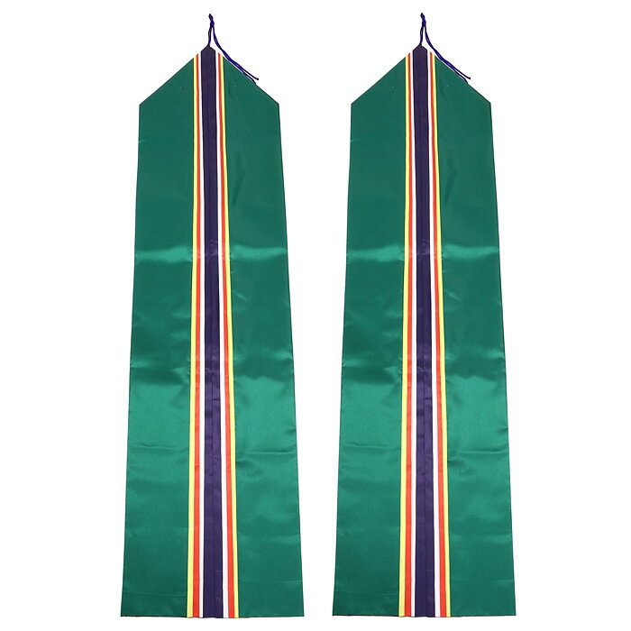 【 伊勢 宮忠 】【 真榊 五色絹二重垂のみ （布長6尺 ミナロン） 】長さ180cm 幅42〜45cm 神棚 神具 神事 祭具 神祭具 神社用 旗 真榊台 まさかき 矛類