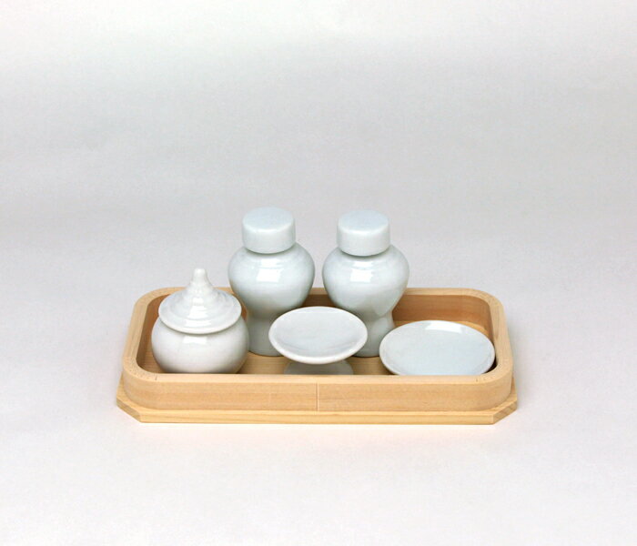 【神具】セトモノセット 中 4寸　神饌用品一式　神具 神棚周り 白陶器