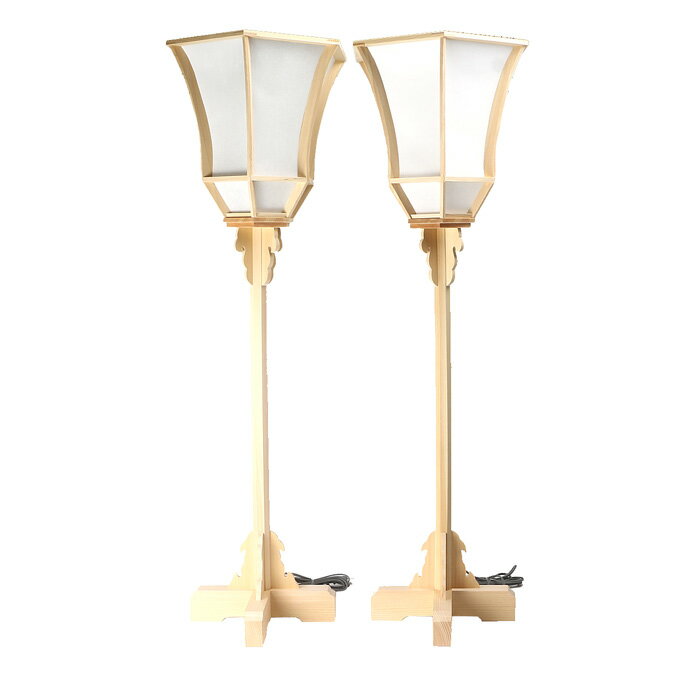 【 伊勢 宮忠 】【 桧白木十字台燈台 105cm（電装付） 】総高105cm 神棚 神具 ぼんぼり 燈台 台 神社調度品