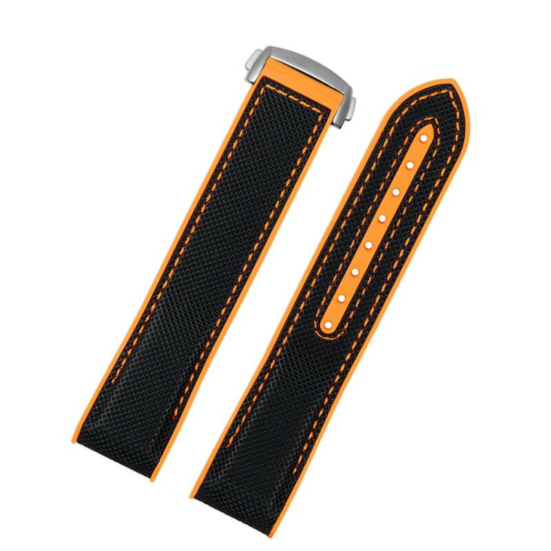 対応モデルオメガ シーマスター 300 オーシャン スピードマスター 8900 プラネットオーシャン 互換カラーブラックオレンジベルト幅20mm 21mm 22mmベルトの長さ約　115mm + 105mmベルトの厚さ約　3mm - 4mmベルトの素材ナイロン ラバーバックルの素材ステンレスバックルの色シルバー / ブラック特徴取付ツールとバネ棒も同梱します。この商品ページはブラックオレンジの販売です。取り付けイメージ（時計は付きません）