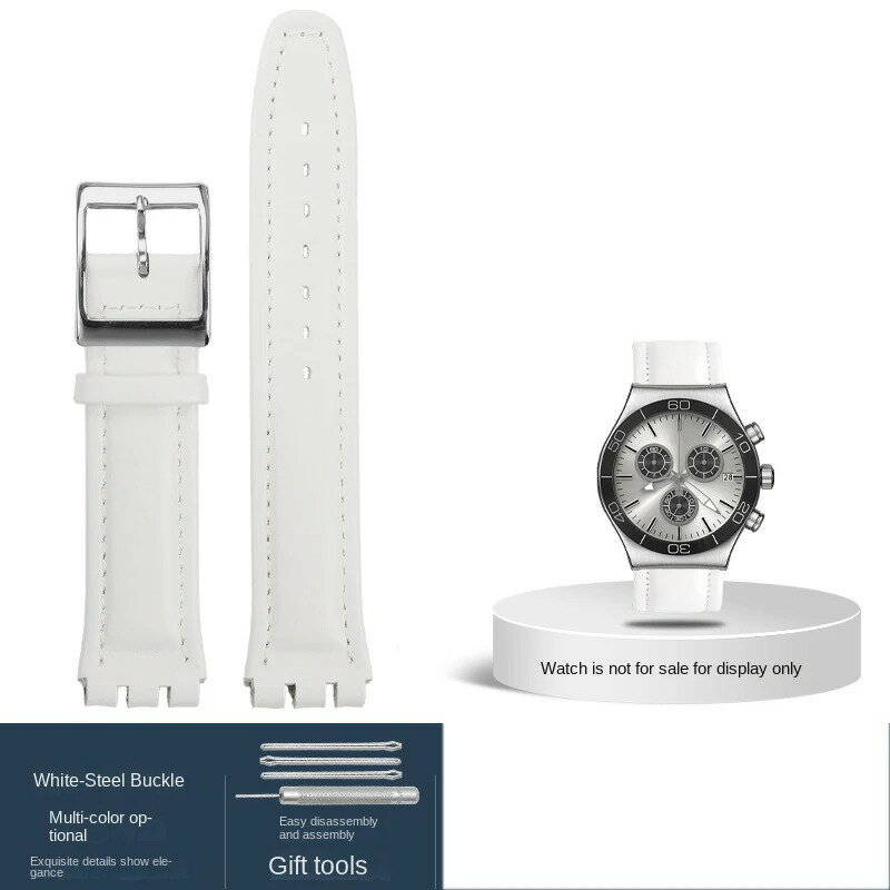 対応モデルSwatch YCS YAS YGS IRONY YRS シリーズ互換カラーホワイトベルト幅17mm 19mmベルトの長さ約　115mm + 75mmベルトの素材牛革 （カーフスキン）バックルの素材ステンレスバックルの色シルバー / ブラック特徴取付ツールとバネ棒も同梱します。この商品ページは 【 ホワイト 】 の販売です取り付けイメージ（時計は付きません）適合をご確認ください 関連商品はこちら