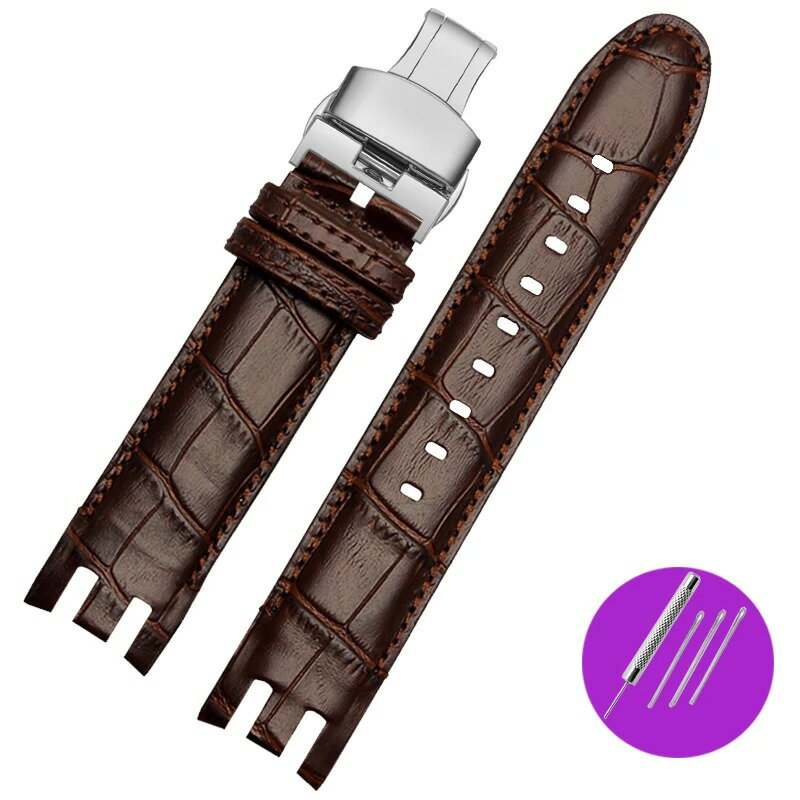 腕時計 バンド 交換 スウォッチ 互換品 【 ブラウン 】 本革 21mm Swatch Watch YRS403 412 402G 汎用