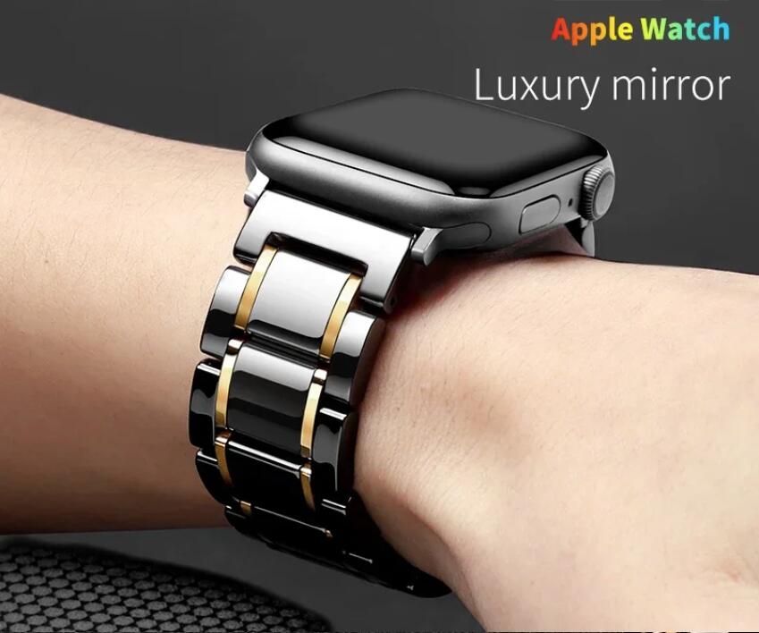 アップルウォッチ バンド apple watch Ultra 10/9/8/7/6/5/4/SE 汎用 【 シルバーホワイト 】 セラミック バタフライバックル 男女兼用 おしゃれ 高級感 個性的 デザイン ファッションアイテム ラグジュアリー ビジネス