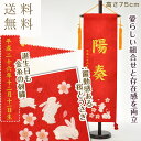 雛人形 名前旗 お名前 お誕生日刺繍入り 名前旗(大)赤 名物裂 うさぎ柄 金刺繍 名入れ代・送料無料 初節句 出産 御祝