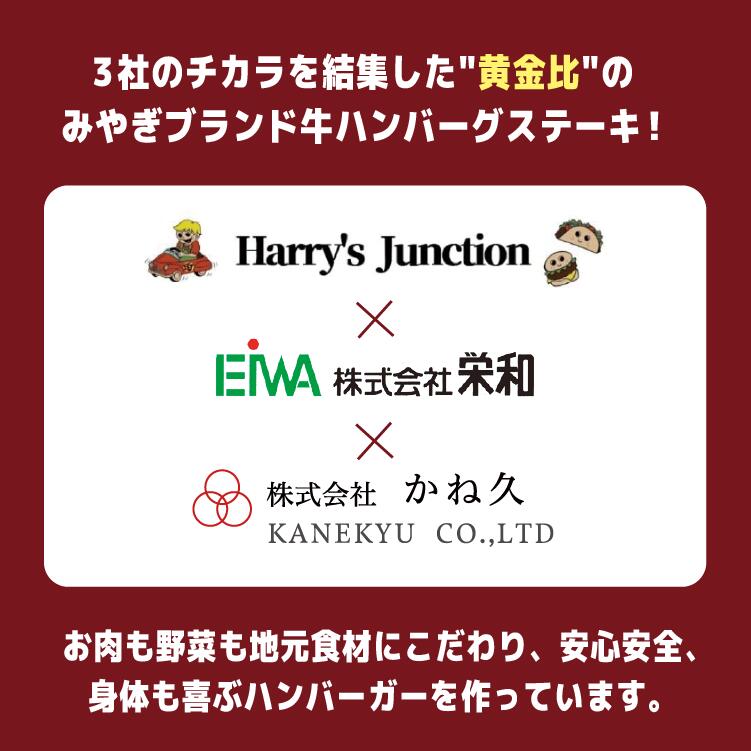 ハリーズのにくにくハンバーグステーキ パティ 3個セット 110g 冷凍 ハリーズジャンクション ハンバーガー パテ ハンバーグ 仙台牛 日高見牛 パティ かね久 宮城 仙台 2