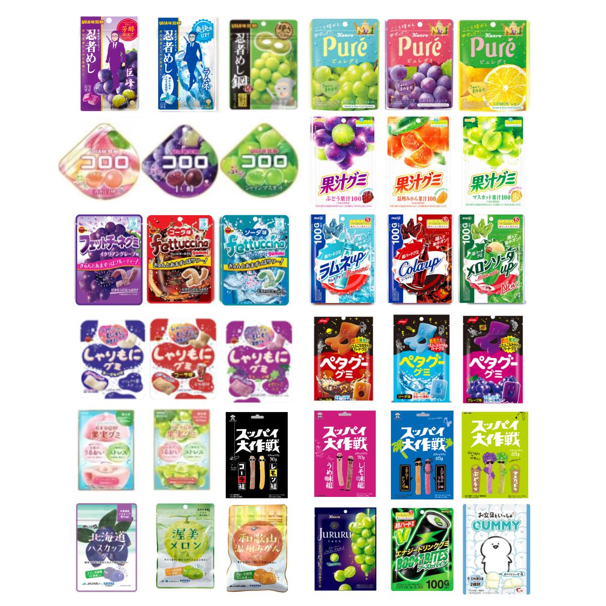 人気 グミ 10種 ランダム 詰め合わせ お楽しみセット お菓子 大容量 個包装 忍者めし 味覚糖 Meiji カンロ コロロ ピュレグミ 果汁グミ..
