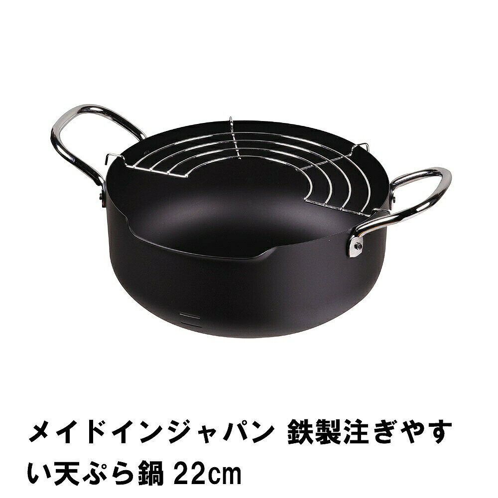 【クーポン配布中！お買い物マラソン8/24 20時〜 8/27 9:59】 天ぷら鍋 両手 深型 22cm 鉄製 深型天ぷら鍋 両手鍋 鉄鍋 揚げ物鍋 フライ鍋 鍋