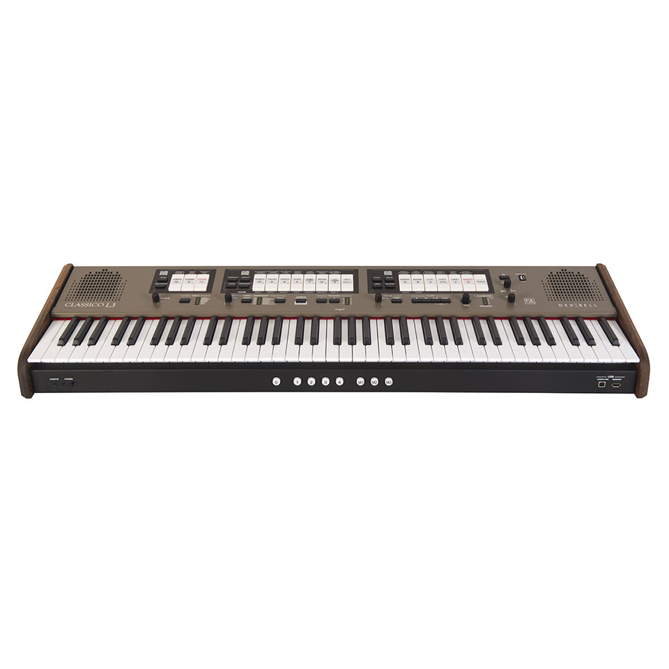 こちらの商品は【Recording Proshop Miyaji (RPM)】のお取り扱い商品です。 お電話でのお問い合わせは03-3255-3332まで。 【製品概要】 スピーカー内蔵、ピアノやオーケストラサウンドも充実したデジタル・クラシックオルガン CLASSICO L3は、多くの機能を搭載した革新的なポータブル・デジタル・クラシックオルガンです。チルト・タブを操作し、荘厳なオルガンサウンドを手軽に作り出すことが可能です。サウンドエンジンには、独自のT2L（True 2 Life）テクノロジーを搭載。最長15秒にも及ぶ高品位のサンプリングと、サウンドのあらゆるニュアンスをシミュレートする複雑なアルゴリズムとモデリングによって、プレーヤーの演奏に合わせた楽器ごとのアーティキュレーションを忠実に再現します。バロック、ロマンティック、シンフォニック、クラシックなど多彩なオルガンサウンドに加え、高品位なアコースティックピアノとエレクトリックピアノ・サウンド、39のオーケストラサウンドを搭載。ステレオ・スピーカーを内蔵し、教会での伴奏用や、さらにはチャペル、レストラン、教育機関など、幅広く活用いただけるデジタルオルガンです。 チルト・タブを採用したポータブル・デジタルオルガン チルト・タブを自在に組み合わせて、内蔵スピーカーで手軽に荘厳なオルガンサウンドが楽しめます。古典スケールのプリセットやヘッドホンでの練習、外部スピーカーへの接続、ピアノやオーケストラサウンド内蔵、など、幅広くご使用いただけます。 独自のT2Lモデリング技術 クアッドコアのCPUを搭載し、24bit/48kHzのサンプリング、同時発音数無制限、15秒以上の長尺サンプル、レーテンシー3ms以下、1.5GBのサウンドメモリーなど、サンプリング技術とモデリング技術を統合。和音や倍音、アーティキュレーションをリアルに再現します。 USB LEDライト付属 付属のLEDライトをトップパネルのPOWER PORTに接続すれば、暗い教会やウェディング・シーンなどでも自在に演奏・操作が可能です。 ハンドメイド・イン・イタリー Dexibell製品は、設計から製造まですべてイタリア国内で手作業で行われています。デジタル楽器の最新技術を、伝統と経験に支えられた創造的なデザイナーとエンジニアによって作り上げています。 【T2Lモデリング】 T2L（True 2 Life）は、サンプリング技術とモデリング技術を統合したDexibellが独自に開発した新しいテクノロジーです。T2Lモデリングは、Dexibellのすべての製品に搭載され、各製品の違いは、鍵盤や機能、操作性のみで、サウンドクオリティはすべて同じになるように設計されています。 最長15秒にも及ぶ長尺のサンプリング素材に加え、例えばアコースティックピアノの鍵盤やハンマー、ペダルなどが自然に発するメカニカルなノイズまでもすべてサンプリング。それらを、独自のアルゴリズムとモデリングで、楽器のあらゆるニュアンスを再現するようシミュレートし、生楽器に限りなく近いリアルなサウンドを提供します。 24bit/48kHzの高解像度 T2Lテクノロジーでは、他に類を見ない24bit/48kHzのサンプリング素材とDAコンバーターを採用。一般的なCD音質（16bit/44.1kHz）よりも、優れた周波数特性とダイナミクスを実現しています。 同時発音数無制限 Dexibell製品は、高速でパワフルなクアッドコアCPUを採用し、320個にも及ぶオシレーターをマネージメントしています。この膨大な数のオシレーターにより、サウンドやメカニカル・ノイズのシミュレーションと、実質的に無制限の同時発音数を実現しています。これらは、最終的に生楽器を忠実に再現するT2Lサウンドのリアリティに役立っています。 XXLサンプル・レングス 例えば、Dexibellピアノの低音域のサンプルは、最長で15秒にも及びます。収録されているサンプル全体では、現在市販されている同等製品の3〜15倍も長く、音の残響をループで表現することなく、ロングサンプリングを用いることで驚くべきリアリズムと倍音を再現しています。