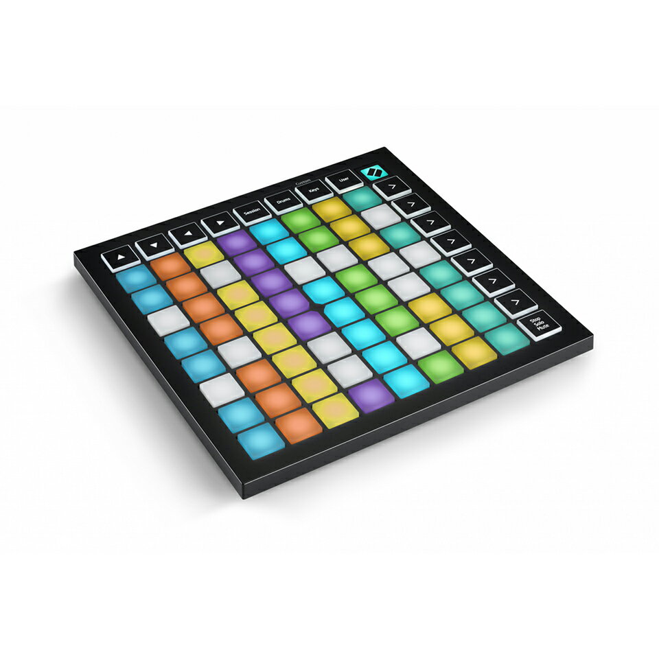 【製品概要】 バッグに収まる最もコンパクトでポータブルな 64 パッド MIDI グリッドコントローラー。Ableton Live で演奏を開始するために必要なコントロールを提供します。カラフルな RGB パッドはクリップやシーン と完全にマッチし、Ableton Live セッションをこれまで以上にアクティブにコントロールが可能です。 新たにカスタムモードを搭載し、Ableton Live でのコントロールをより簡単に行えるようになりました。 Novation Components にも対応することによりパッドのコントロールやノート配置もこれまでの比では 無いほどに視覚的で自由なセッティングが可能となります。 パッド LED は RGB LED となりカラー表現もアップグレード、上位モデルに引けを取らない視認性・パフ ォーマンス性共に向上、Ableton Live での音楽パフォーマンスをより気軽なものにします。 ■ 180mm length x 180mm depth x 14.2mm height