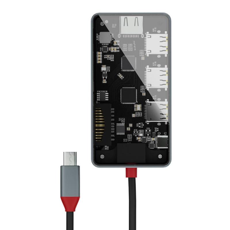 楽天ミヤケマーケットエアリア TypeC接続 多機能マルチアダプター 内部が見えるシースルー構造 HDMI USB3.0 SDカードリーダー MicroSDカードリーダー PD対応 SD-CMULTI02-B