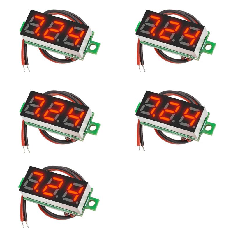 LEDデジタル電圧計 2線式 5個セット 0.28インチ デジタルデ ィスプレイ電圧テスターDC 2.5V-30V LED電圧計