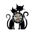 壁掛時計 掛け時計 黒猫 猫型 22.5W x 26.7H cm おしゃれな時計 静音 見やすい 猫 お洒落 インテリア おしゃれ時計 アンティーク かけ時計 時計 壁掛け レトロ 北欧 ブラック ホワイト リビング