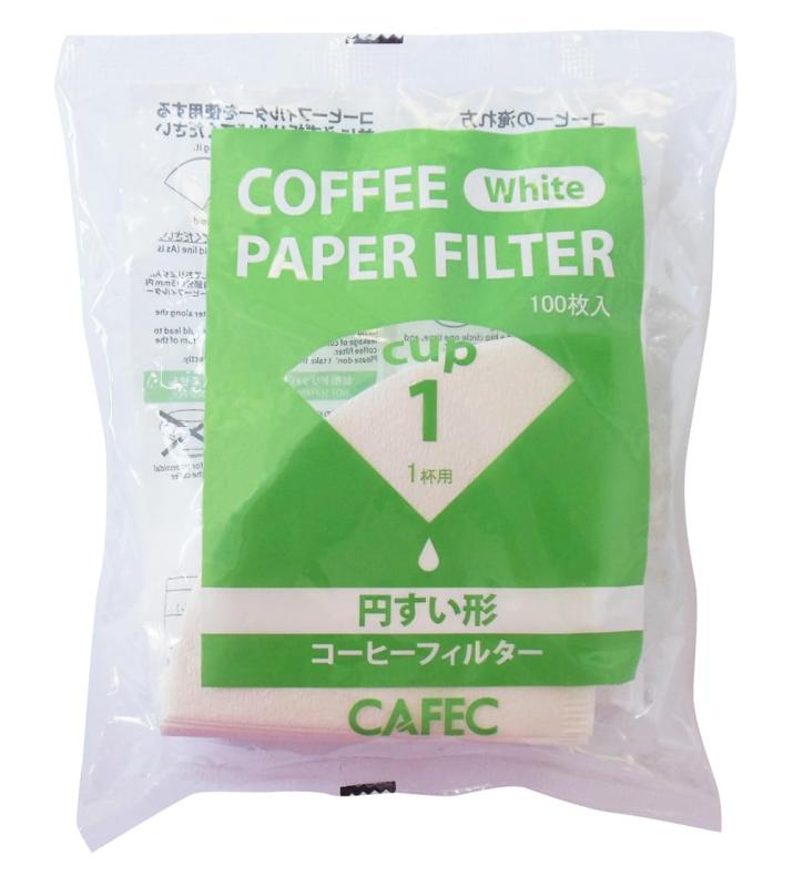 三洋産業 円すい形コーヒーフィルター 白 1杯用 濾過紙屋こだわりの両面クレープ加工 酸素漂白 CAFEC CC1-100W 100枚入