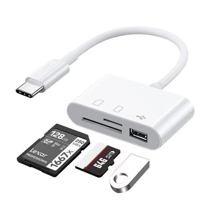 type-c カードリーダー 3in1 カメラリーダー SD カードリーダー SD/TFカードリーダー USB 3.0 OTG機能 写真/ビデオ/データ 双方向高速転送 i-Phone 15/i-Pad Pro/MacBook/Chromebook/Androidスマホなど USB Cポート搭