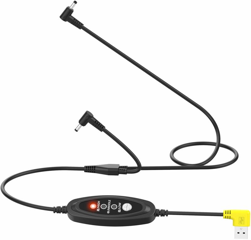 moriyaa 冷却服11V昇圧ケーブル超大風量 5V-11V USB電源昇圧変換ケーブル 12Vファンに対応 作業服ファン 空冷調節ファンケーブル 汎用扇風機ケーブル 3段階風力調整 黄色いL型USB 