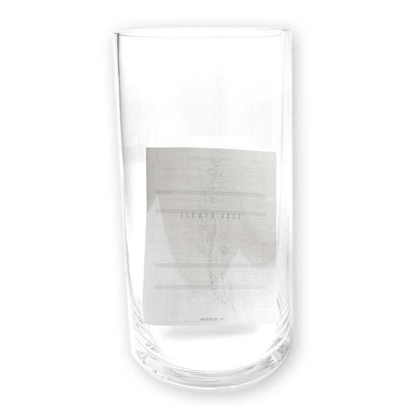 Grouport フラワーベース ガラス 花瓶 透明 ストレート 円柱 シンプル 大きい 大きな クリア ガラス製