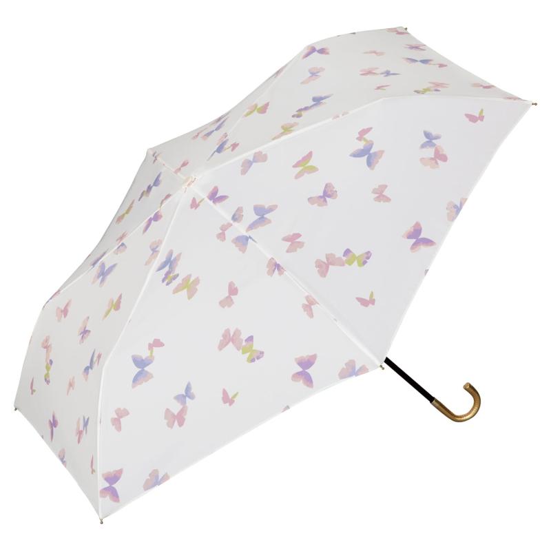 Wpc. 雨傘 バタフライ 晴雨兼用 レディース 蝶々 ちょうちょ フェミニン 上品 おしゃれ 可愛い 女性 パステル 持ち手 ゴールド UVカット