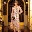 花柄 ドレス 映画 ファッション エレガント 女性 レトロ 長袖 軽いパターン ロングスカート Vネック