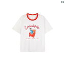 かわいい Tシャツ ドーパミン カラー 子犬 目玉焼きプリント ラグランスリーブ ショルダー 夏 おしゃれ カジュアル