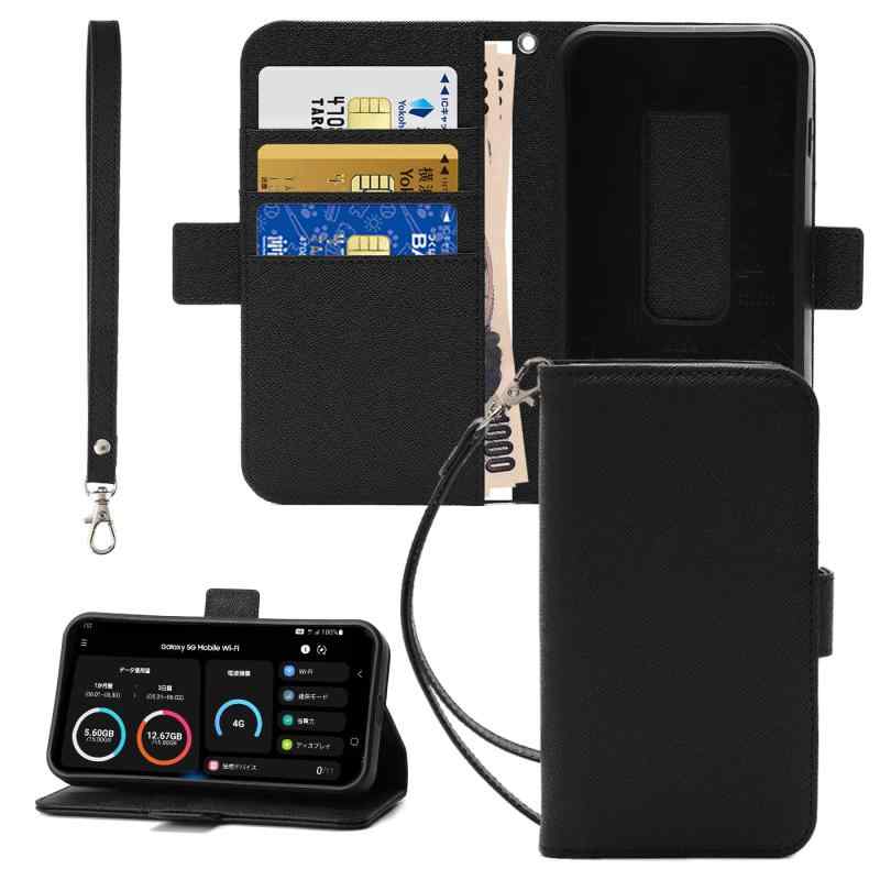 galaxy 5g mobile wi-fi ケース scr01 手帳型 galaxy5gモバイルwi-fiケース ポーチ ギャラクシー 5g ミニ携帯ケース 軽量薄型 ストラップ付き 財布型 ケース