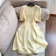 花柄 ドレス シルク クラウンミュージック クレープカラー ダークパターン 年齢軽減 桑 ロングスカート 黄色 ピンク