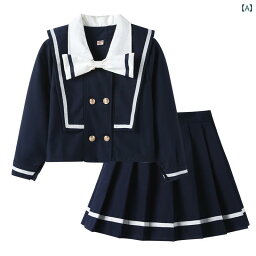 かわいい おしゃれ 女の子 スーツ 春秋 大きい 子供 制服 セーラー服 長袖 セット スカート プレゼント 紺 ピンク 水色