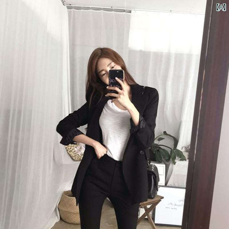 ウェア スーツ ジャケット 女性 大学生 プロ フォーマル 面接 ツーピース ビジネス CEO フロント作業服 レディース 受付 通勤 春 ブラック ホワイト