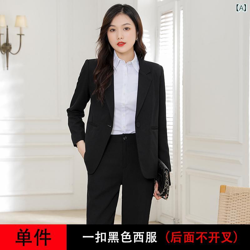 ウェア スーツ ジャケット 女性 大学生 プロ フォーマル 面接 ツーピース ビジネス CEO フロント作業服 レディース 受付 秋 黒