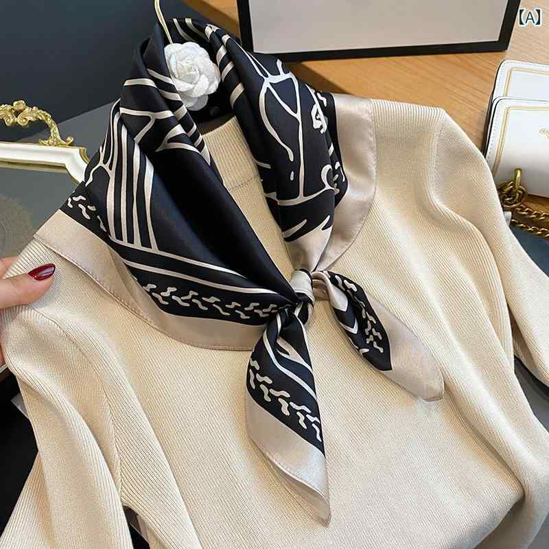 女性 スカーフ おしゃれ 柄付き シンプル ファッション カジュアル シルク風 メンズレディース 薄手 オールシーズン 1