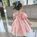 子供用プリンセスドレス 女の子 夏 メッシュ スカート 赤ちゃん 半袖 ファッション トップ 記念撮影