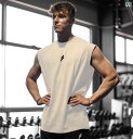 男性用 ベスト 冷感 夏 フィットネス 筋肉 スポーツ メンズ 通気性 トレーニング ノースリーブ 速乾 シャツ ラウンドネック ホワイト ブラック