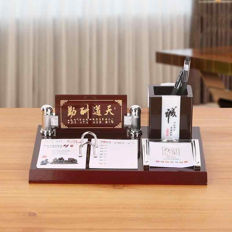 カレンダー木製 2024新 ノート 卓上 棚 ベース ビジネス ギフト ペンホルダー 装飾 品 中国式