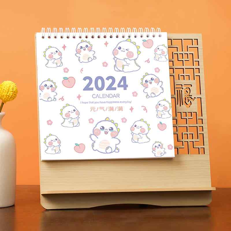 カレンダー木製 デスク 2024 辰 年 オフィス 装飾品 リマインダー 仕事 メモ帳 おしゃれ 中国式