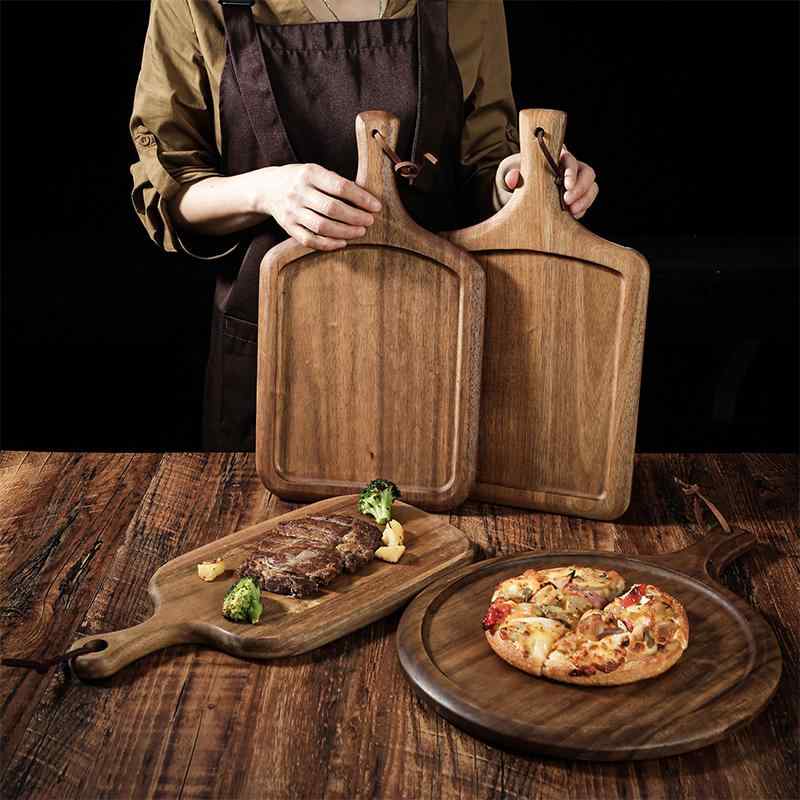 木製 プレート シート トレイ おしゃれ アカシア 無垢材 皿 丸 洋食 アメリカン ピザ ステーキ ホットサンド