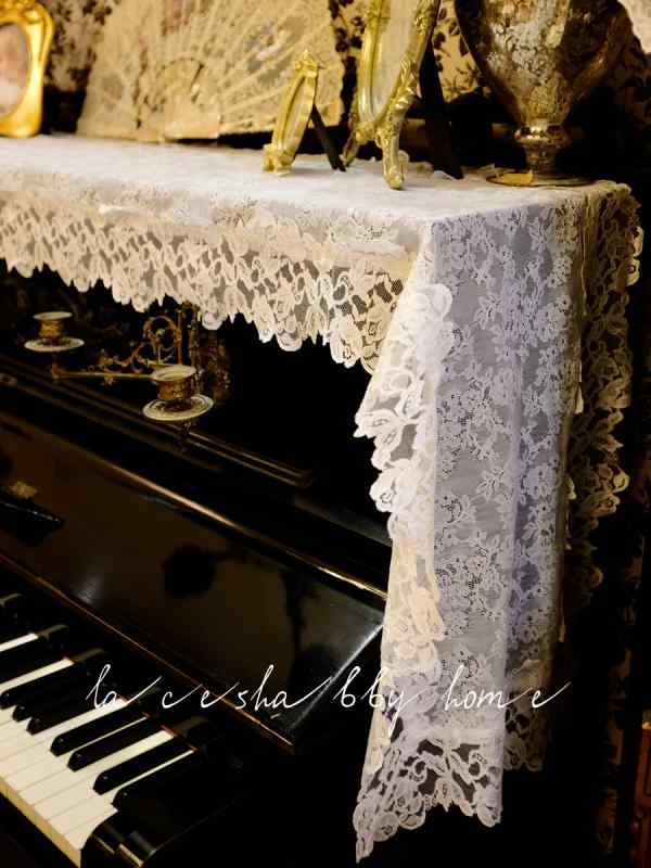 ピアノ カバー トップ フレンチ リーバイス レース ホワイト ローズ 花柄 ロマンチック レトロ