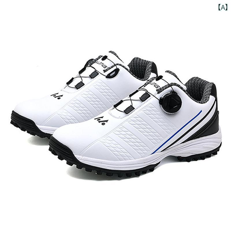 メンズ ゴルフシューズ GOLF カジュアル 通気性 つまみやすい 靴 ひも 固定 釘 トレーニング 男性 綺麗 おしゃれ 白