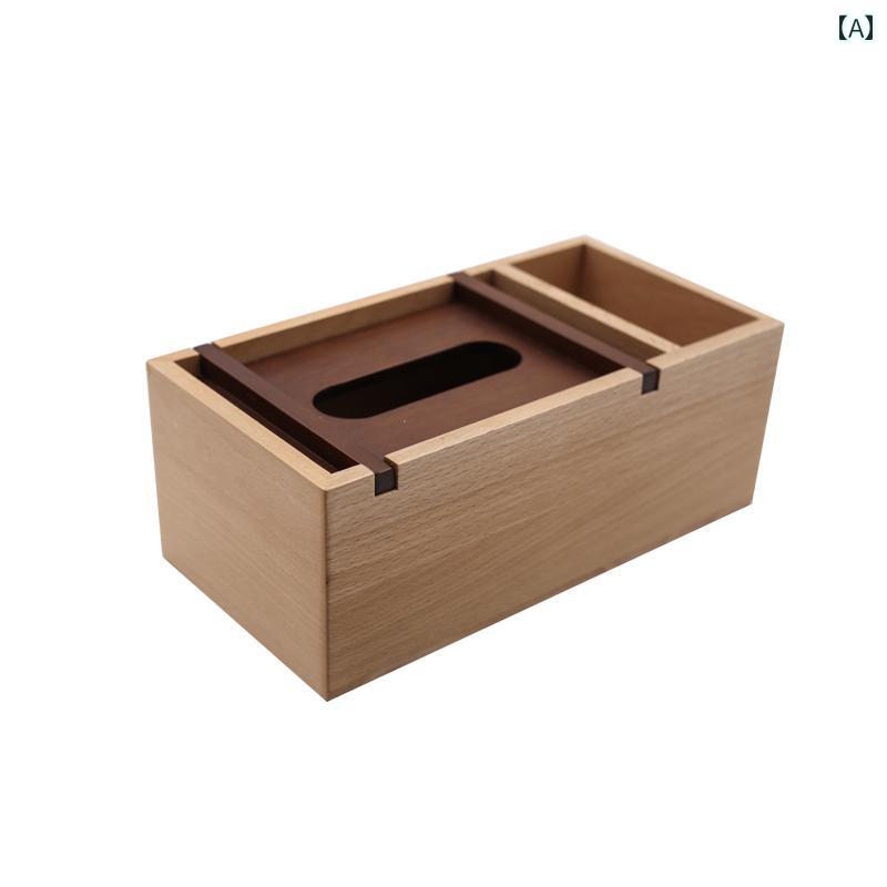 木製 リモコン 収納 ボックス ブナ ティッシュ 無垢材 多機能 中国 リビングルーム デスクトップ コーヒーテーブル 木材 おしゃれ
