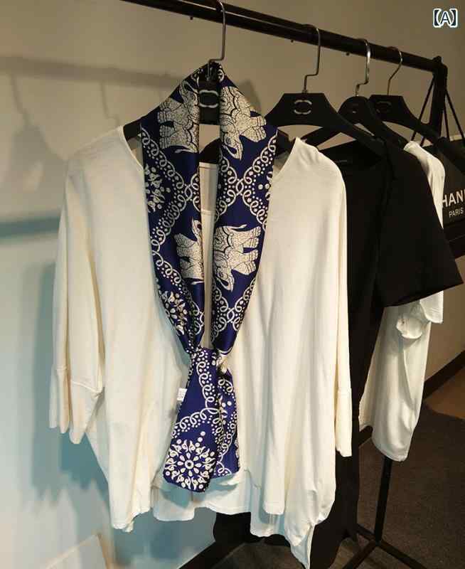 女性 スカーフ 春秋 ファッション 韓国 Tシャツ レトロ 小さな 細長い シルク 装飾 ロング 可愛い おしゃれ 綺麗 長方形 両面