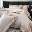 ベッドシーツ ヨーロピアン 160 カウント 長 繊維 綿 4点セット ワイドエッジ 刺繍 キルトカバー 寝具