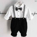 子供用シャツ 男の子 1歳 ドレス スーツ フラワーガール 写真 撮影 パフォーマンス 服 白い 黒のオーバーオール 可愛い 綺麗 おしゃれ ブリティッシュ
