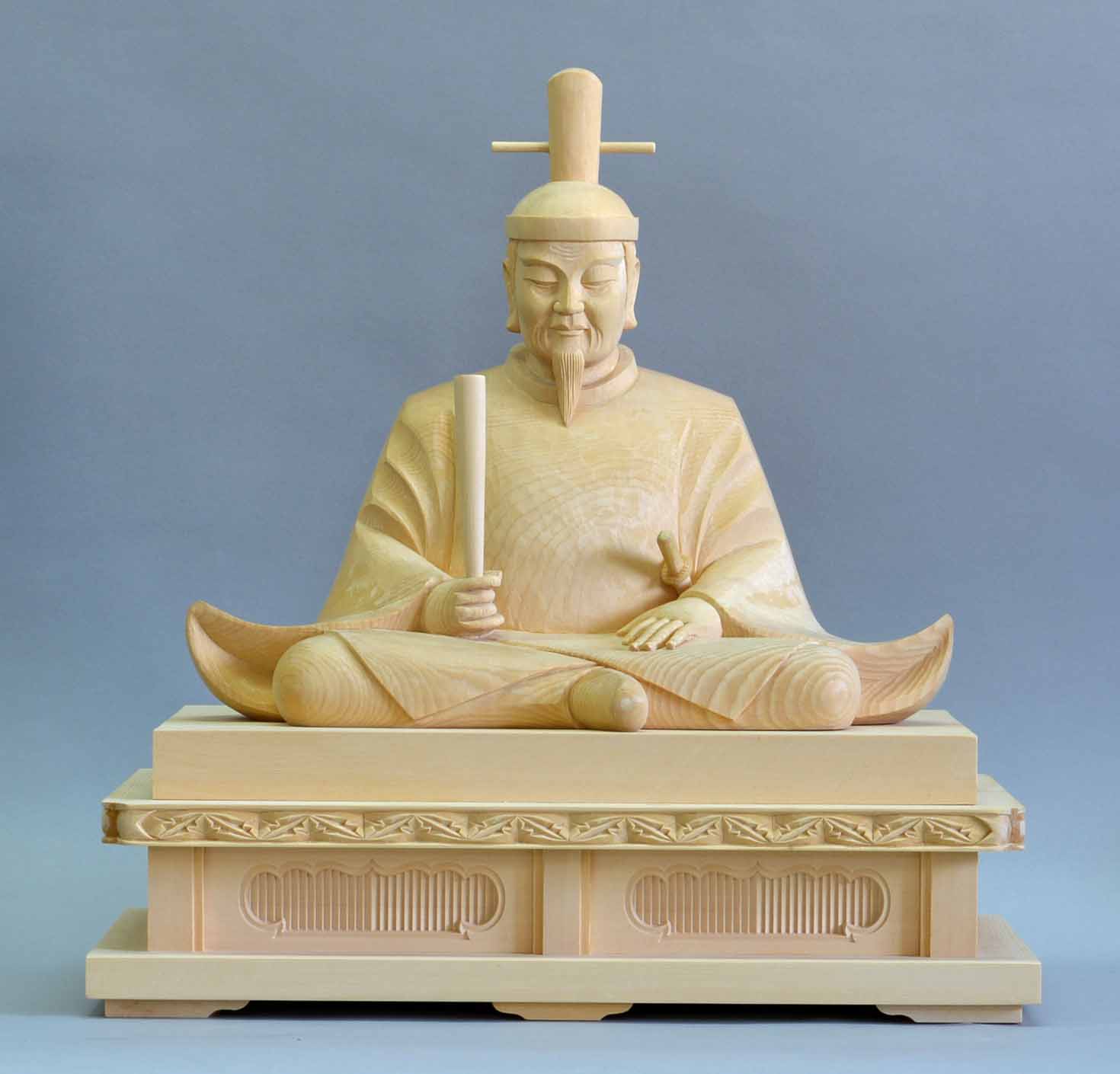 加藤清正公 桧材 木地仕上げ総高1尺 （30cm）