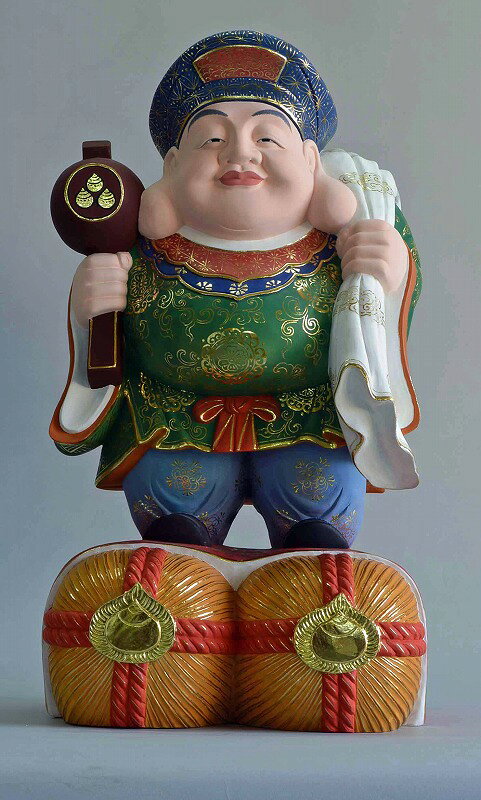 ITEM INFORMATION 商品名 大黒天像 仕上 桧材　極彩色仕上げ 寸法 総高　1.8尺（55cm） 備考 ご希望の寸法で制作致します、見積りは無料です。お気軽にお問合せ下さい。