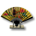 京扇子 飾り扇子 金地絵付 金地舞子 5寸 15cm 立てつき 飾り台 スタンド 紙箱入 京扇子 京都 手描き インテリア 茶室・居間・床の間・玄関飾りに 引出...