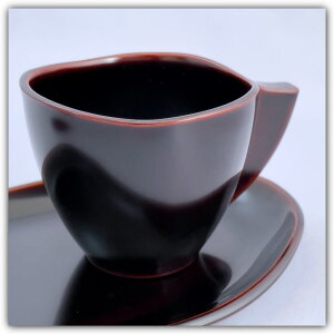 京漆器 カップ&ソーサー ゆがみ 溜 コーヒーカップ ティーカップ デミタスカップ コップ 皿つき 和食器 塗り物 漆塗り 化粧箱入 手づくり 紅茶・ミルクにも ギフト プレゼント 京都 老舗 和風 おしゃれ 黒色 紺色 小さめ