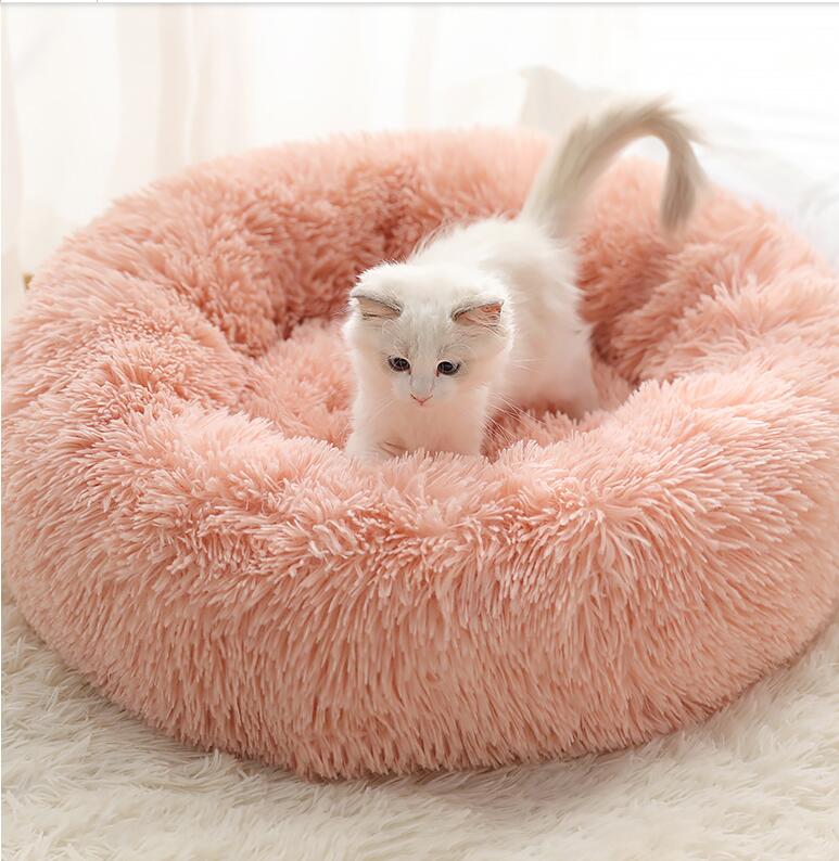 XLサイズ　囲まれる　ベッド　ペット　犬 猫 わんちゃん ねこちゃん ベッド　ふわふわ　囲まれる　　あったかグッズ 防寒 かわいい おしゃれ 暖かい 寝具 秋冬 動物用 ネコ ベッド インテリア ドーナツ型 ブラウン グレー ペット用ペットの布団　猫用　ねこふわふわ