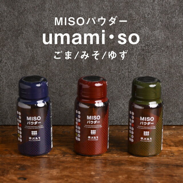 MISOパウダー umami・so みそパウダー 70g 味噌 乾燥みそ お味噌 国産 調味料 粉末味噌 粉末みそ 味噌パウダー みそパウダー ゆず プレーン ごま 味噌スパイス みそスパイス 都城 宮崎 ギフト 早川しょうゆみそのサムネイル