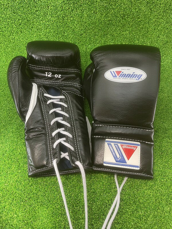 winning ウイニング ボクシンググローブ MS-400 プロフェッショナルタイプ　ひも式12オンスグローブ 黒 ブラック