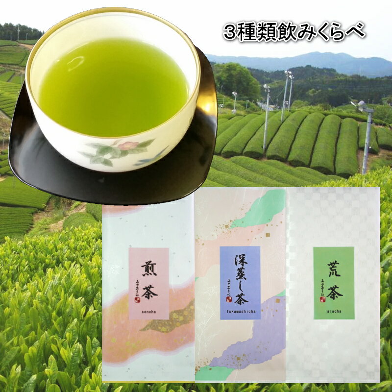 福袋 お茶 3種お茶飲みくらべセット メール便送料無料 日本茶 緑茶 煎茶 ギフト 訳あり お試し