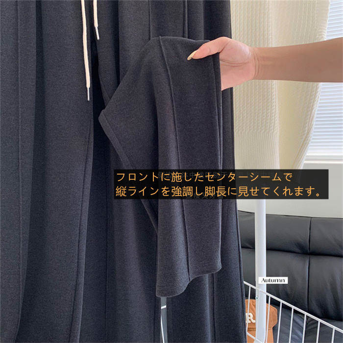 センターシーム ワイドパンツ レディース ストレートパンツ レディース 秋 冬 春 イージーパンツ ゆったり ボトムス ロングパンツ ロング マキシ 体型カバー ウエストゴム 無地 リラックス 着痩せ 美脚 通勤 上品 きれいめ カジュアル 着回し 定番 50代 30代 40代